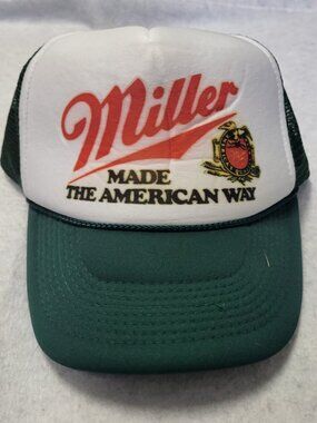 Vintage Miller Beer Trucker Hat Green White Mesh Snapback